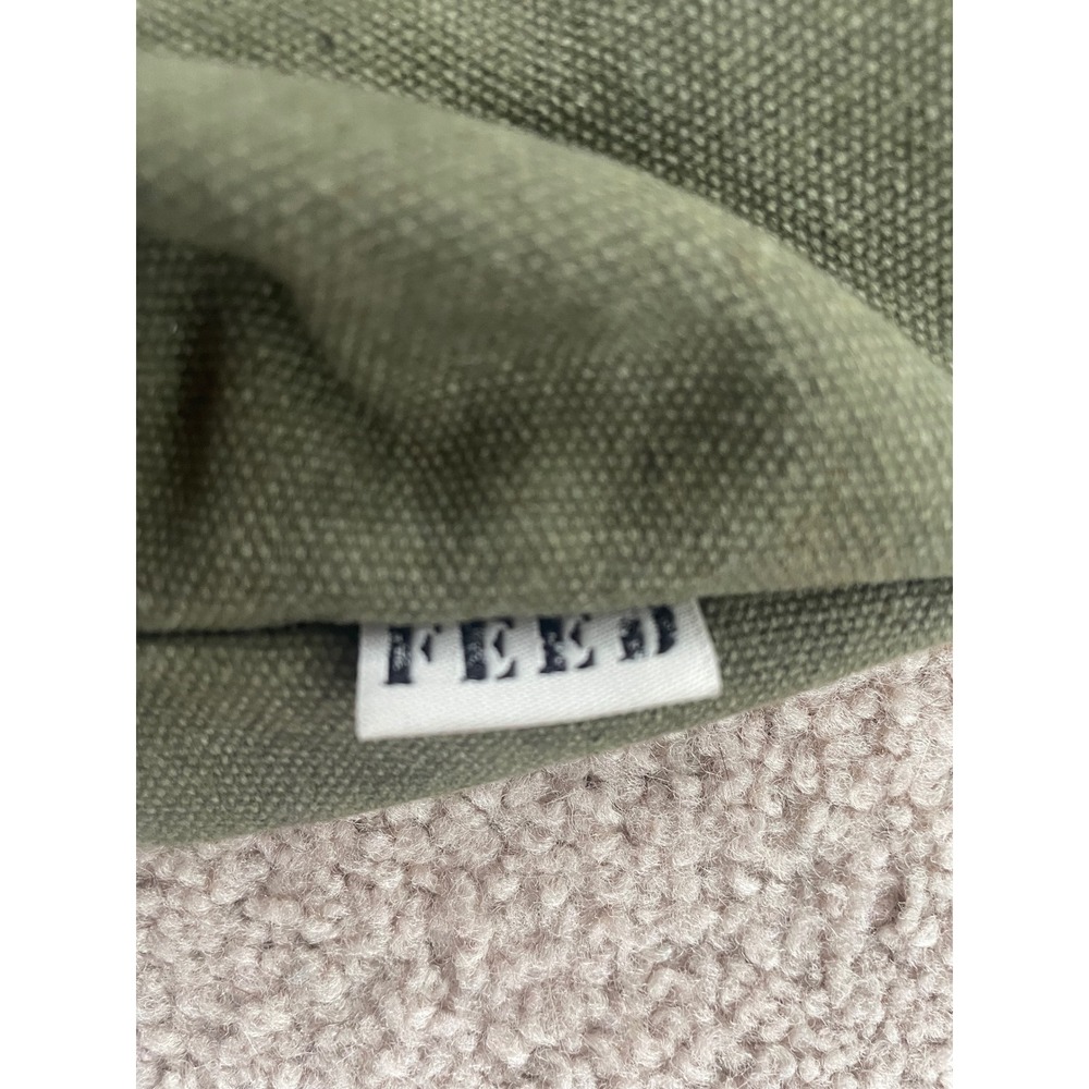 FEED Projects Olive Green Canvas Crossbody Tote Bag Navy Trim Messenger Bag - Picture 4 of 4